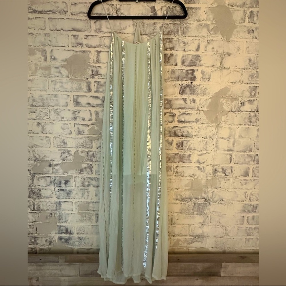 Seafoam Green Sequined Maldives Maxi Dress